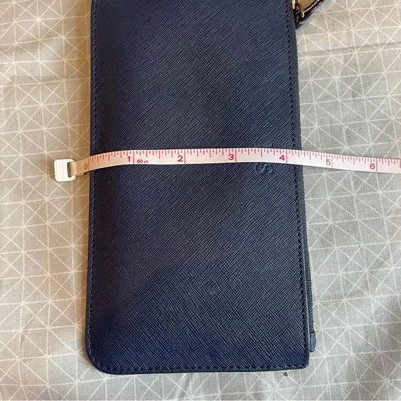 Lo & Sons Phone Wristlet Pouch in Navy Saffiano/Gold/Gray - Picture 8 of 8